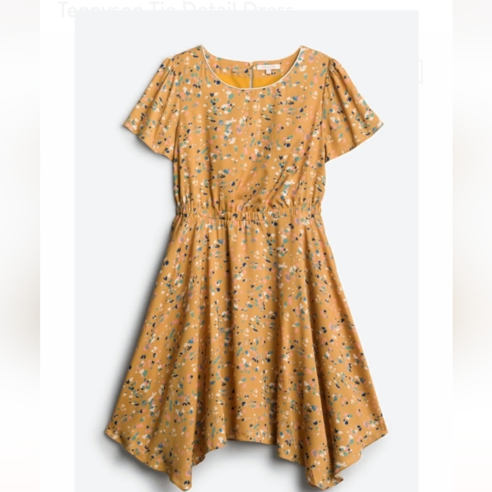 Yellow print Skies are Blue Tennyson tie detail dress